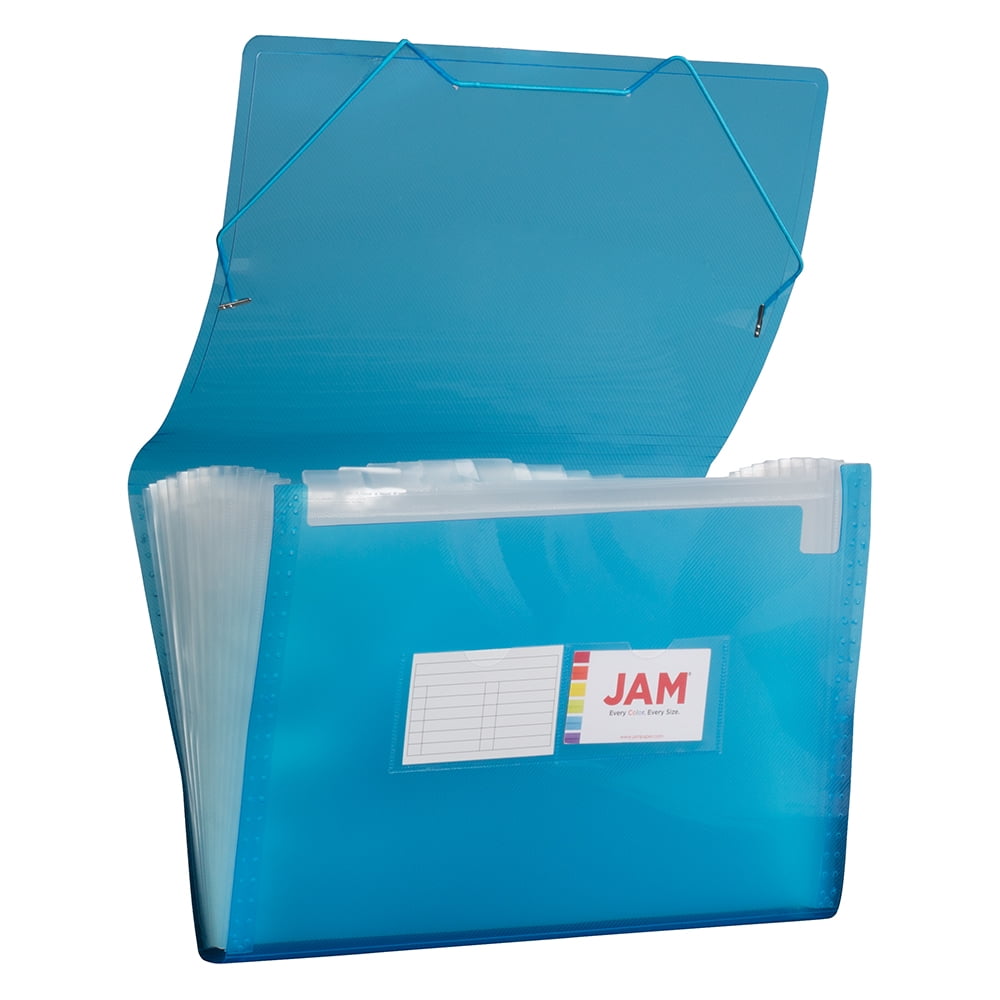 JAM Paper 13 Pocket Expanding File, Blue, 1/Pack, Legal Size, 10 x 15