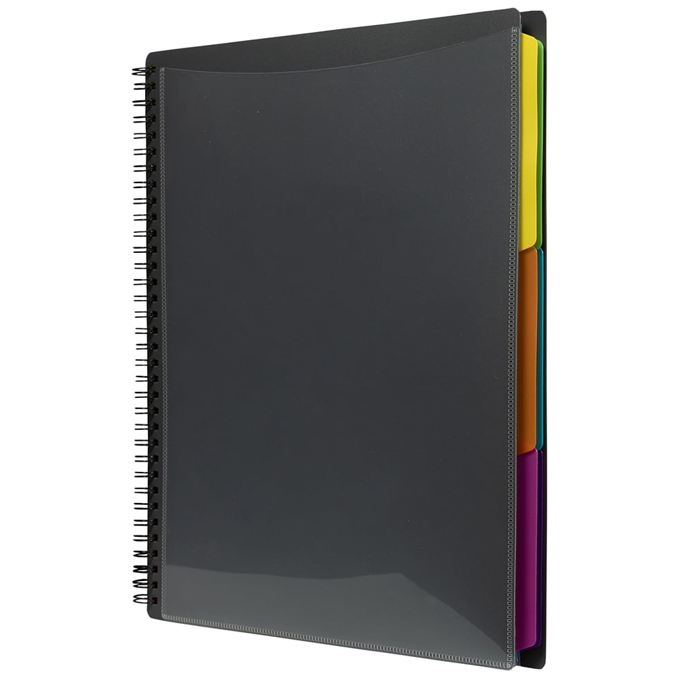 JAM Paper & Envelope Plastic Multi-Pocket Folder, 12 Pockets, Smoke Grey