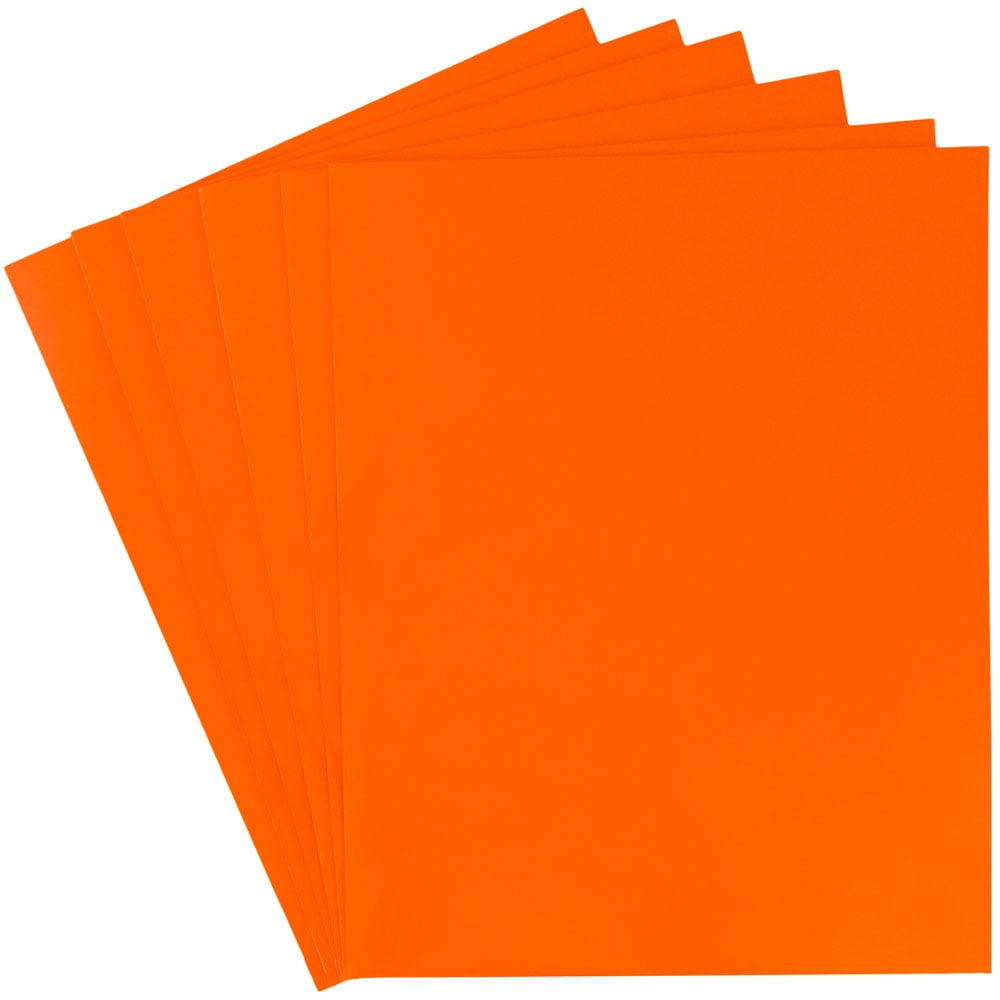JAM Paper Glossy Two Pocket Folders, Orange, 6 per Pack
