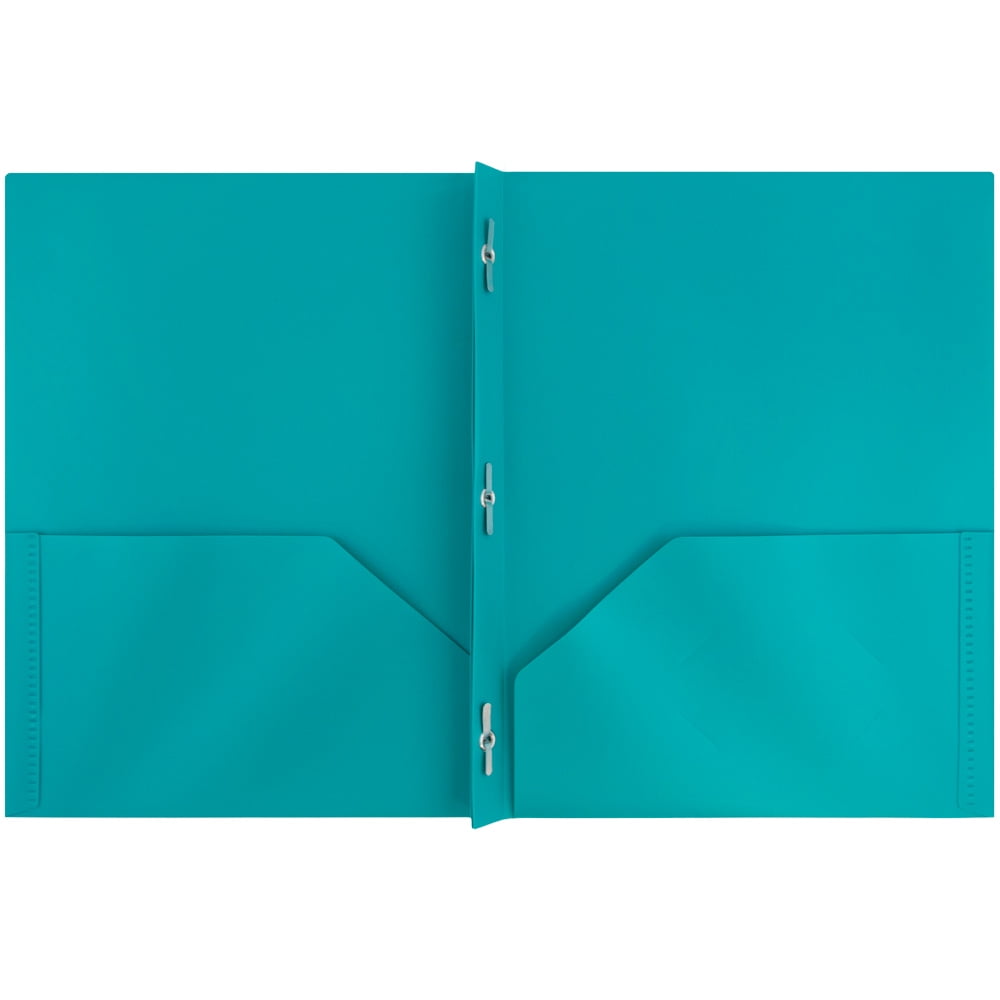 JAM Paper Medium Weight Plastic Presentation Folder with Clasps, Teal, 6/Pack