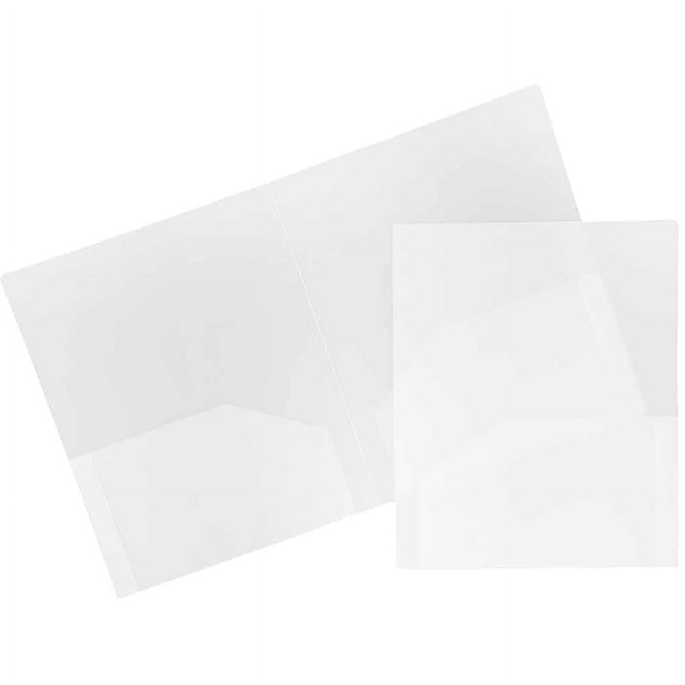 JAM Paper Plastic 2 Pocket Heavy Duty Folders, Clear, 9 x 12, 6 Pack