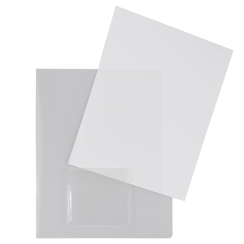 JAM Paper Plastic Sleeves with Mini Pocket, Clear, 9 x 11.5, 10/Pack