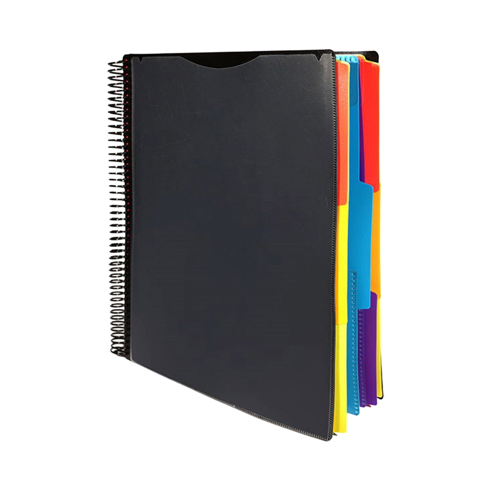 Kilougeis Clearance 3 Prong Poly Folder with Pockets Pocket Folder Classroom&nbsp;Must&nbsp;Haves Spiral Binder Black 6 Pages