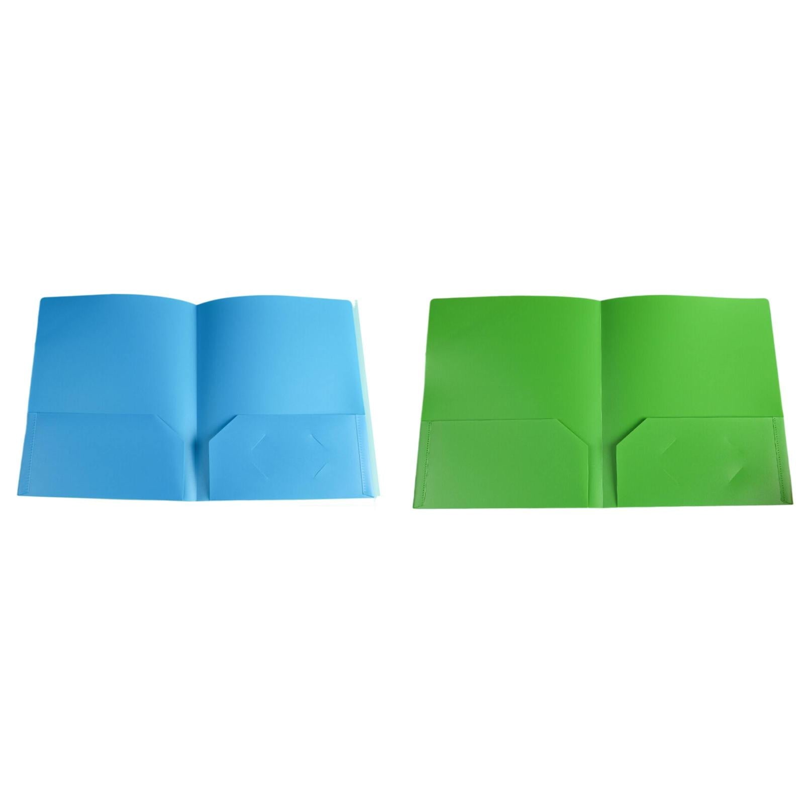 LKWLPD Plastic Folders with Pockets No Prongs Heavy Duty Plastic Two Pocket Folders Standard Letter Paper Folder 2 Business Card Folders Plastic Folders Green