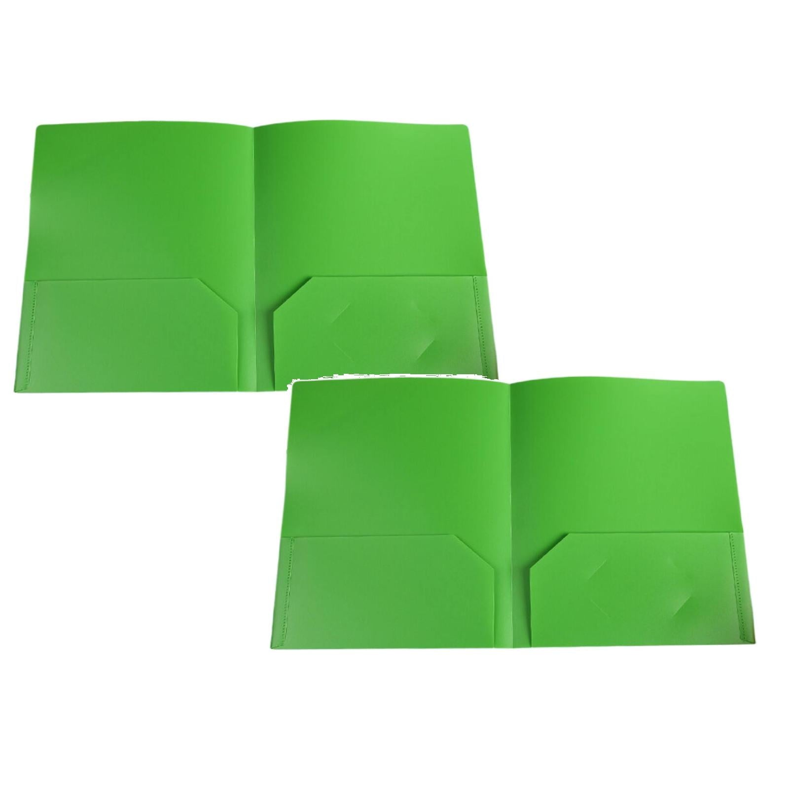 LKWLPD Plastic Folders with Pockets No Prongs Heavy Duty Plastic Two Pocket Folders Standard Letter Paper Folder 2 Business Card Folders Plastic Folders Green