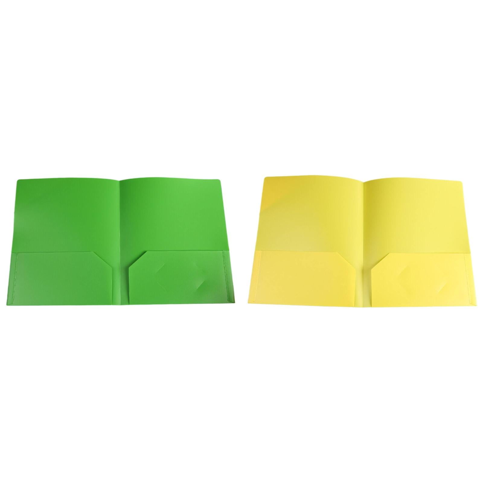 LKWLPD Plastic Folders with Pockets No Prongs Heavy Duty Plastic Two Pocket Folders Standard Letter Paper Folder 2 Business Card Folders Plastic Folders Green
