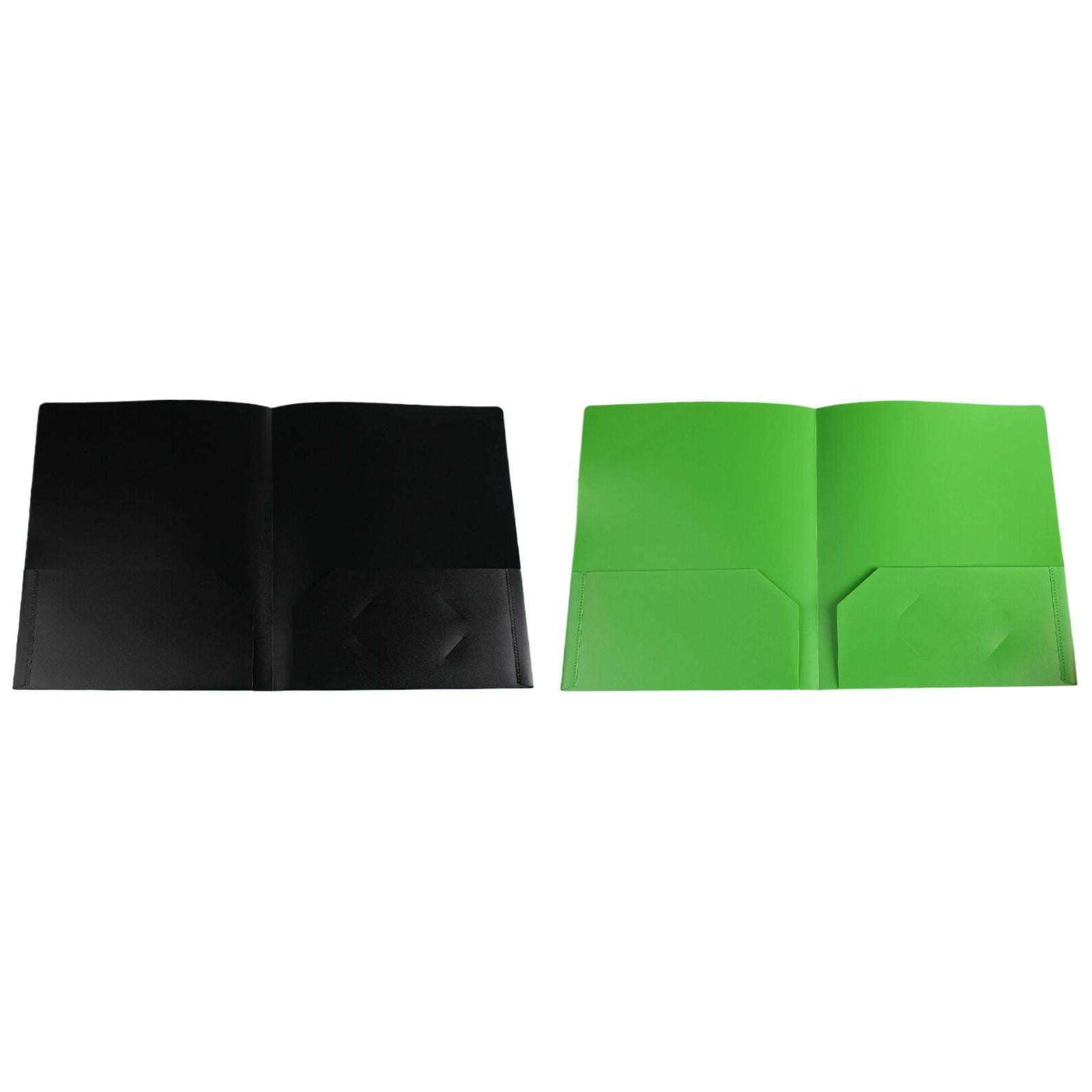 LKWLPD Plastic Folders with Pockets No Prongs Heavy Duty Plastic Two Pocket Folders Standard Letter Paper Folder 2 Business Card Folders Plastic Folders Green