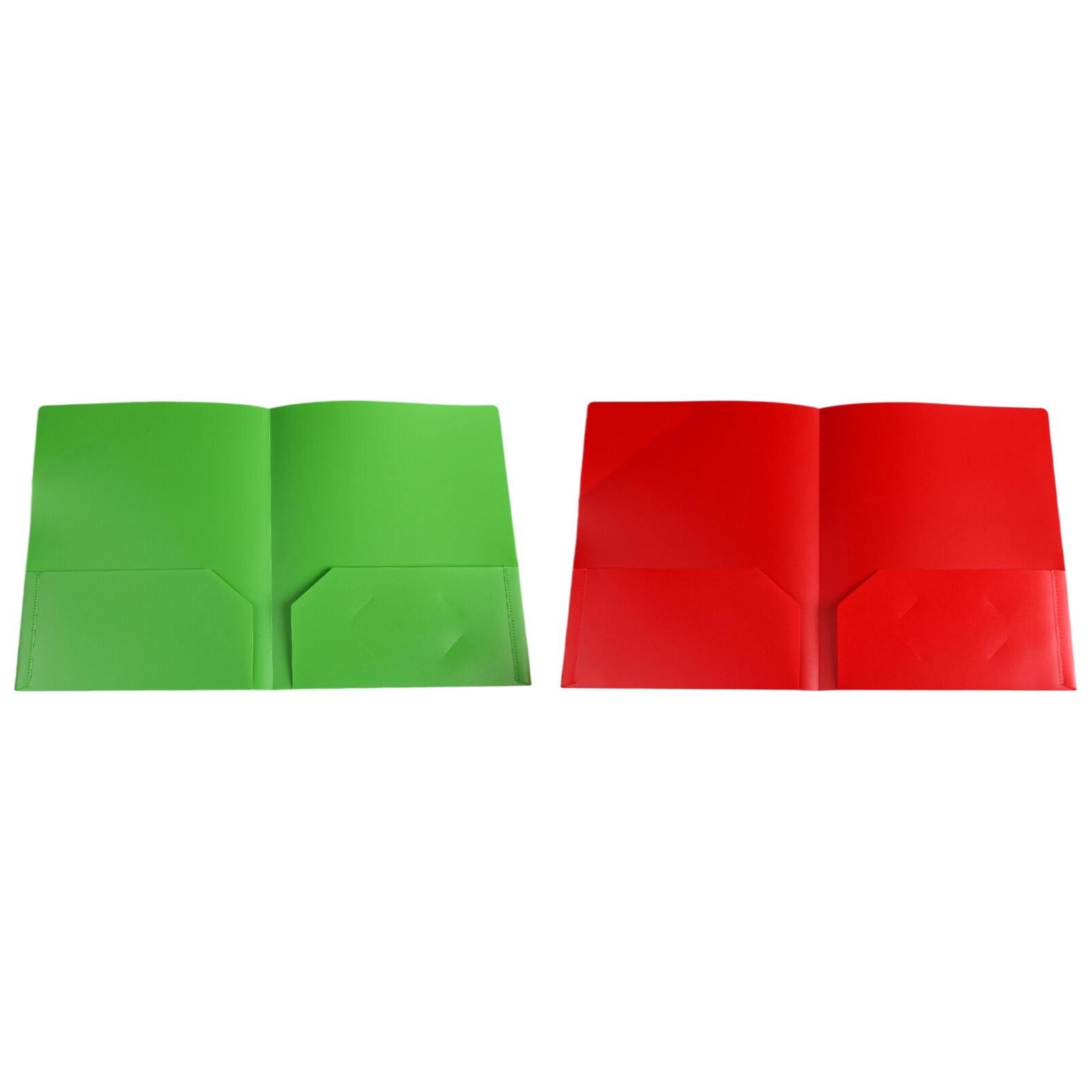 LKWLPD Plastic Folders with Pockets No Prongs Heavy Duty Plastic Two Pocket Folders Standard Letter Paper Folder 2 Business Card Folders Plastic Folders Green