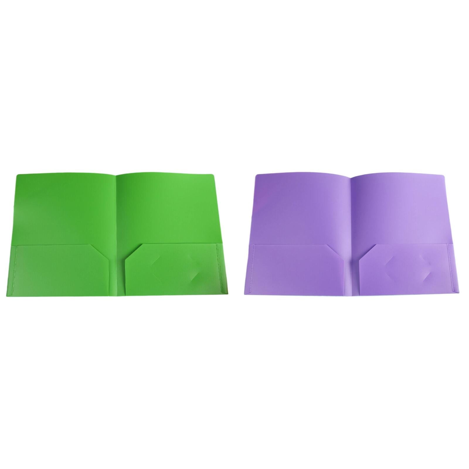 LKWLPD Plastic Folders with Pockets No Prongs Heavy Duty Plastic Two Pocket Folders Standard Letter Paper Folder 2 Business Card Folders Plastic Folders Green