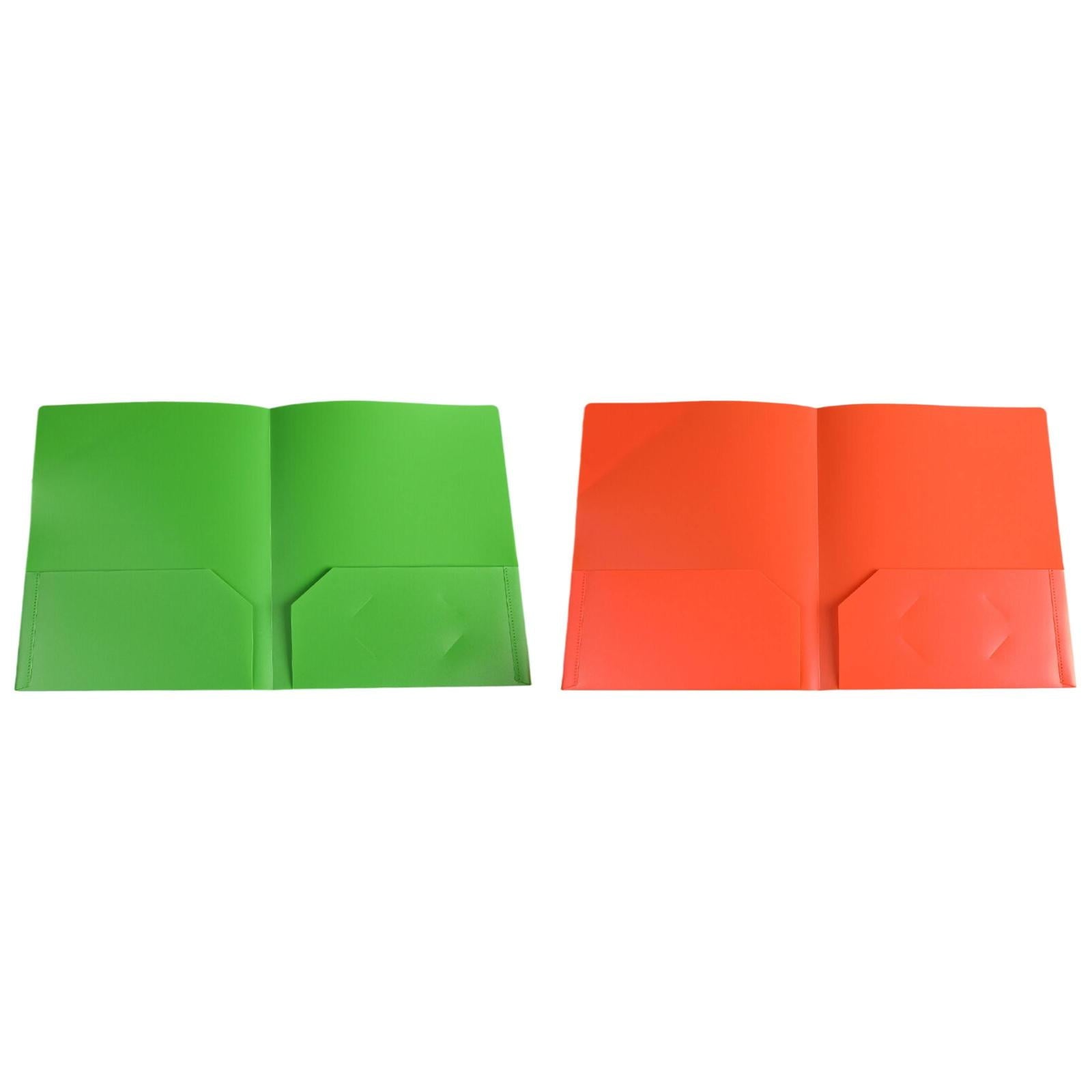LKWLPD Plastic Folders with Pockets No Prongs Heavy Duty Plastic Two Pocket Folders Standard Letter Paper Folder 2 Business Card Folders Plastic Folders Green