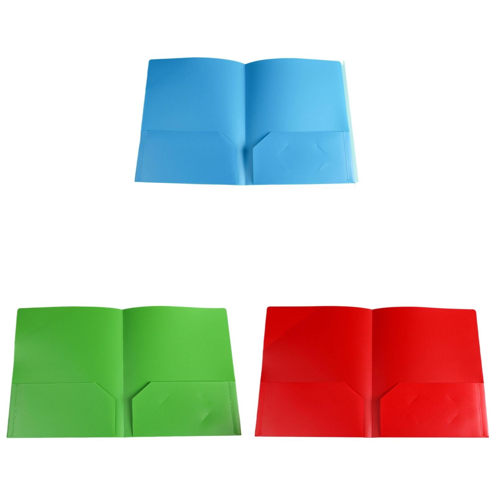 LKWLPD Plastic Folders with Pockets No Prongs Heavy Duty Plastic Two Pocket Folders Standard Letter Paper Folder 2 Business Card Folders Plastic Folders Green