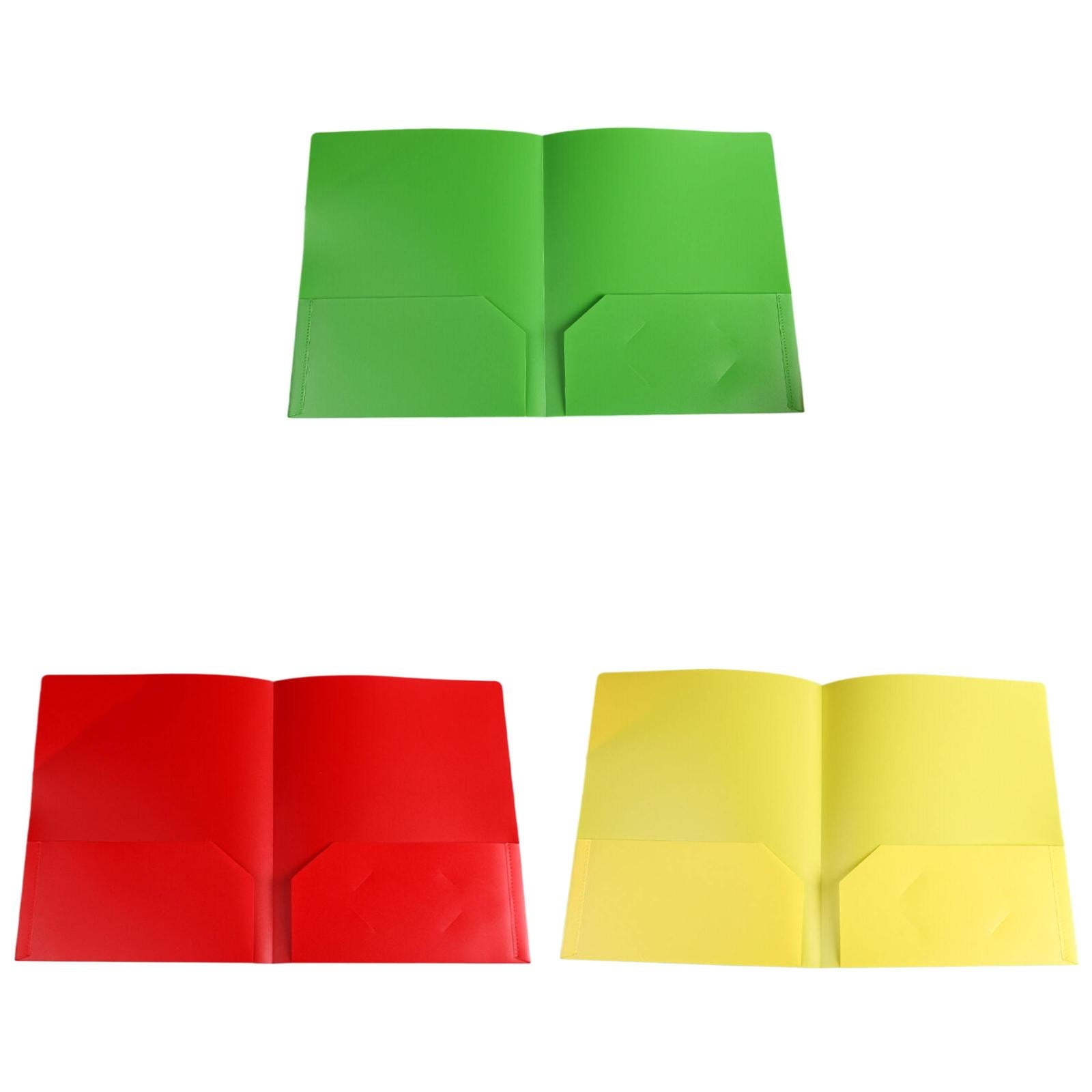 LKWLPD Plastic Folders with Pockets No Prongs Heavy Duty Plastic Two Pocket Folders Standard Letter Paper Folder 2 Business Card Folders Plastic Folders Green