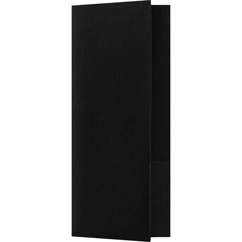LUXPaper 4 x 9 Mini Two Pocket Folders, Black Linen, 10/Pack