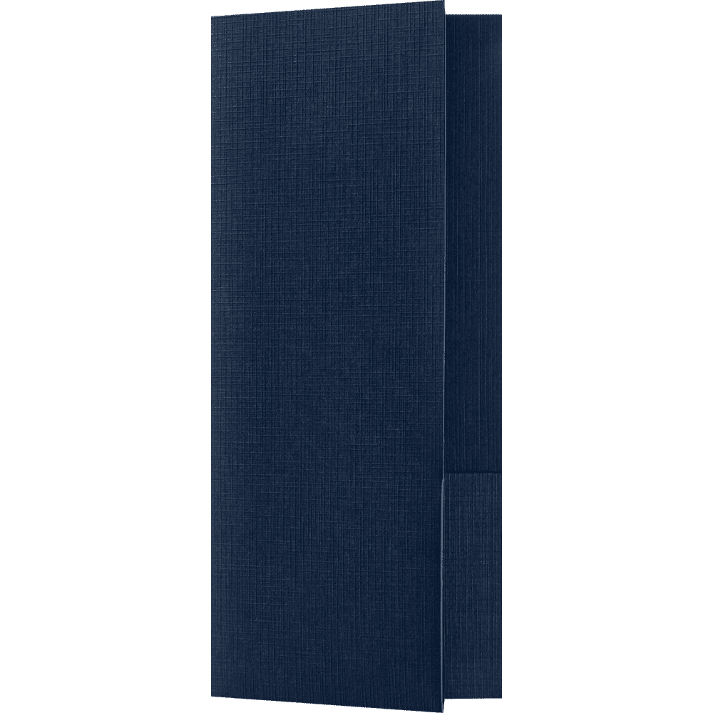 LUXPaper 4 x 9 Mini Two Pocket Folders, Dark Blue Linen, 25/Pack