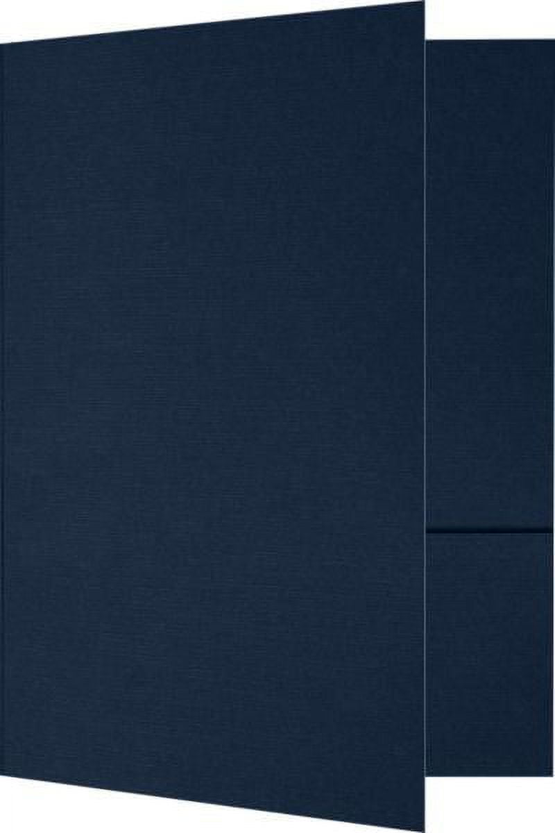 LUXPaper 6 x 9 Small Two Pocket Presentation Folders, Nautical Blue Linen, 25/Pack