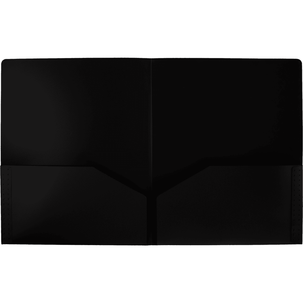 LUXPaper Poly Heavy Duty Two Pocket Folders, 9 1/2 x 11 3/4, Black, 50 Pack