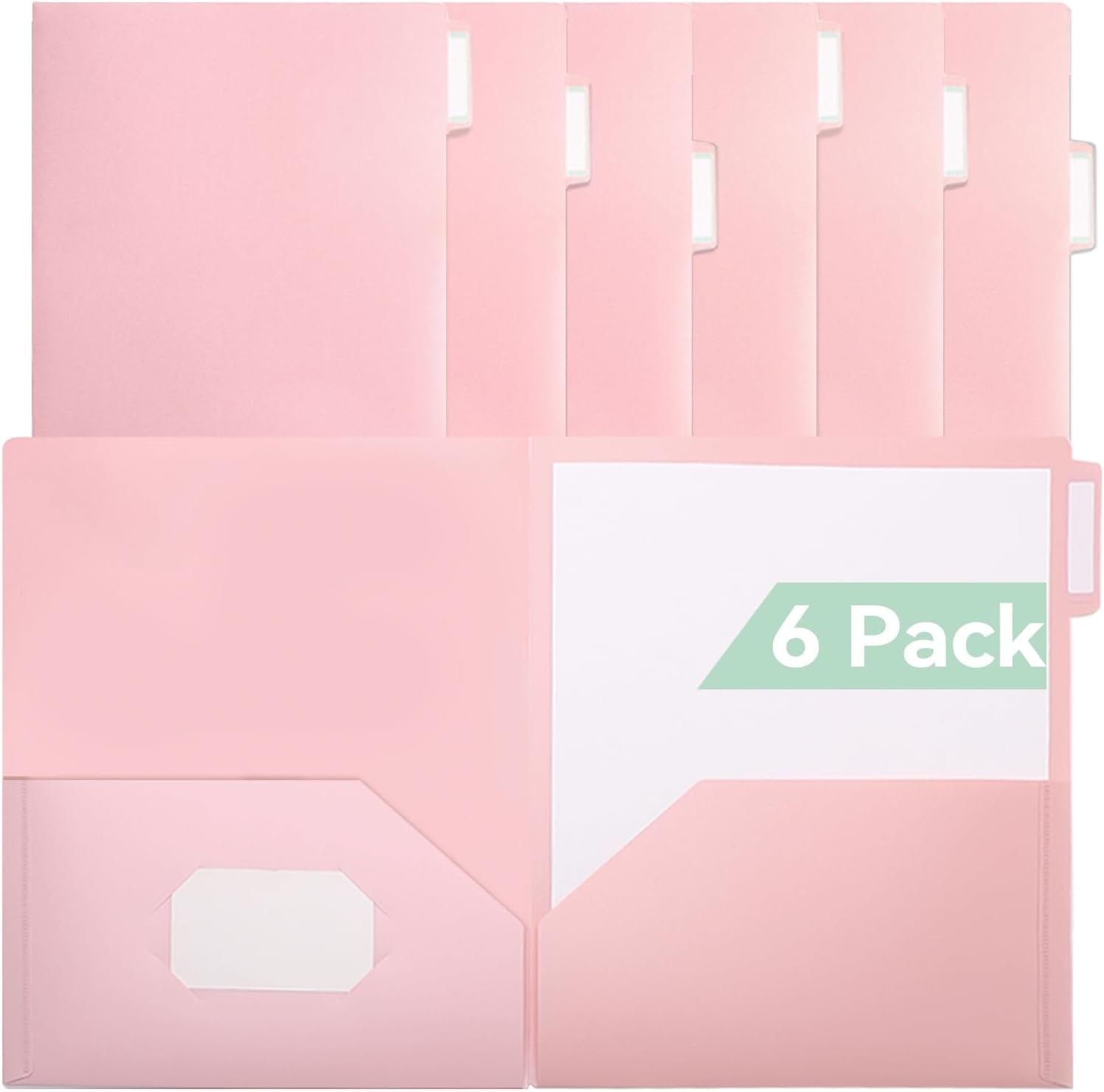 MetalM Plastic Folders with Pockets, 6 Pack Purple Folders for School, Unique 1/3 Cut Tabs with Colorful Labels, Letter Size