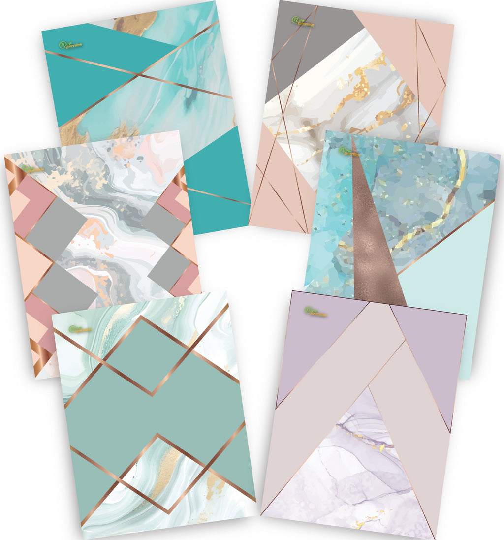 New Generation Geometric 2-Pocket Folders, Multicolor, 6 Count