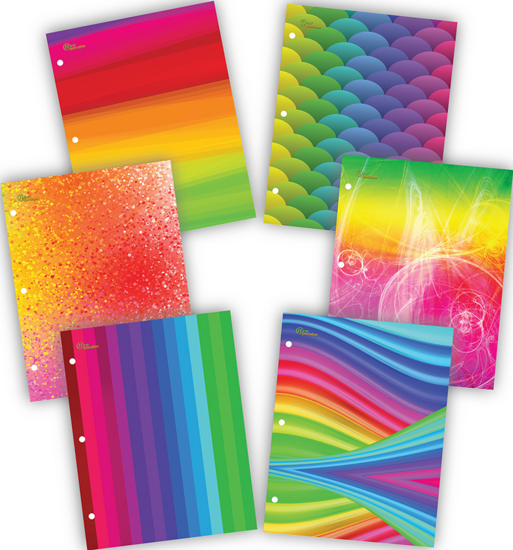 New Generation Rainbow 2-Pocket Folders, Multicolor, 6 Count