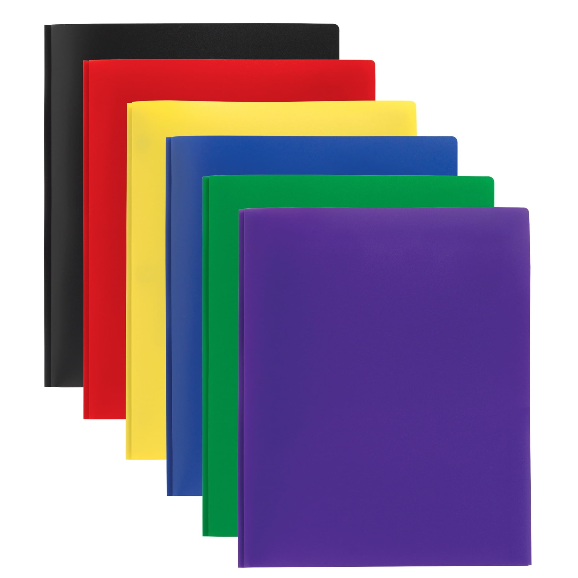 Office Depot® Brand 2-Pocket School-Grade Poly Folders With Prongs, 8-1/2" x 11", Assorted Colors, Pack Of 24