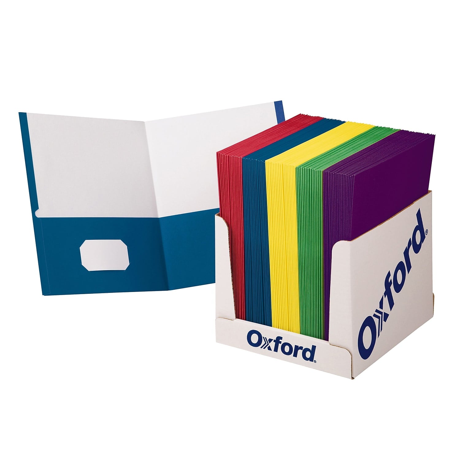 Oxford 2-Pocket Portfolio Paper, Assorted Colors, Pack of 100