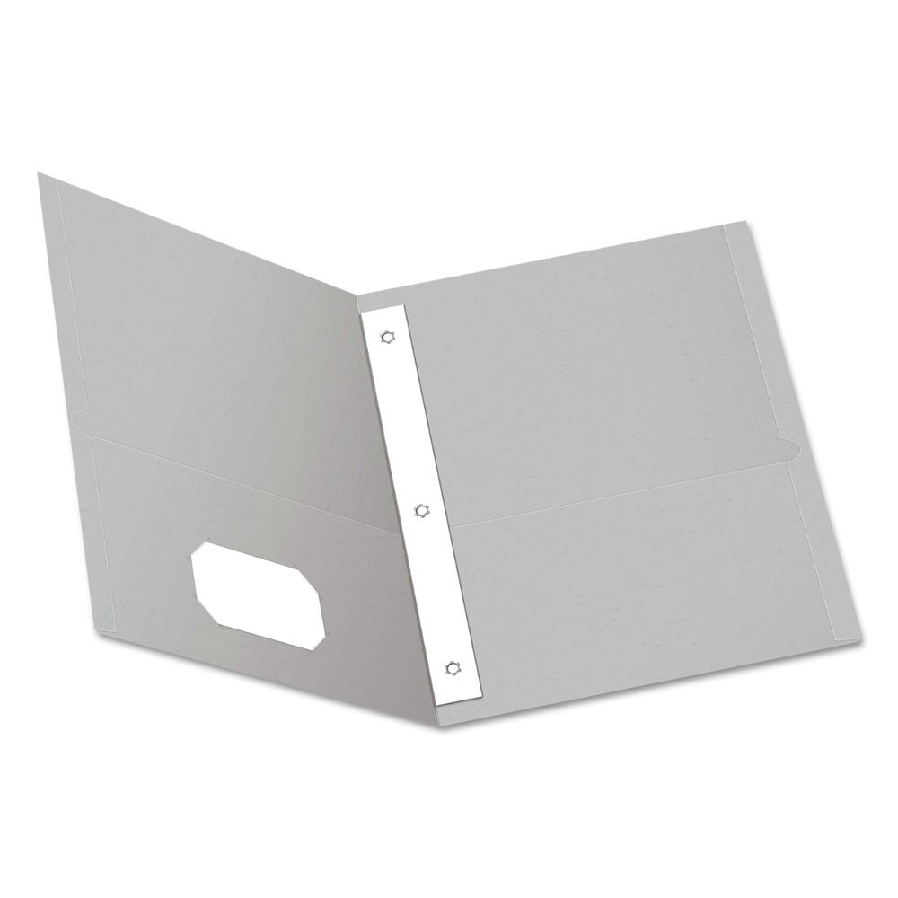 Oxford 57705 0.5 in. Capacity Twin-Pocket Folders with 3 Fasteners - Gray (25/Box)