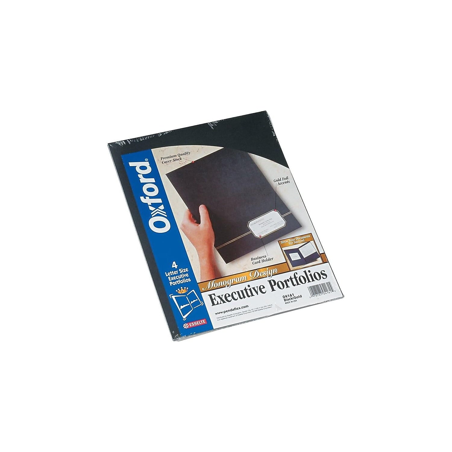 Oxford Monogram Design 2-Pocket Presentation Folders Black/Gold 883845