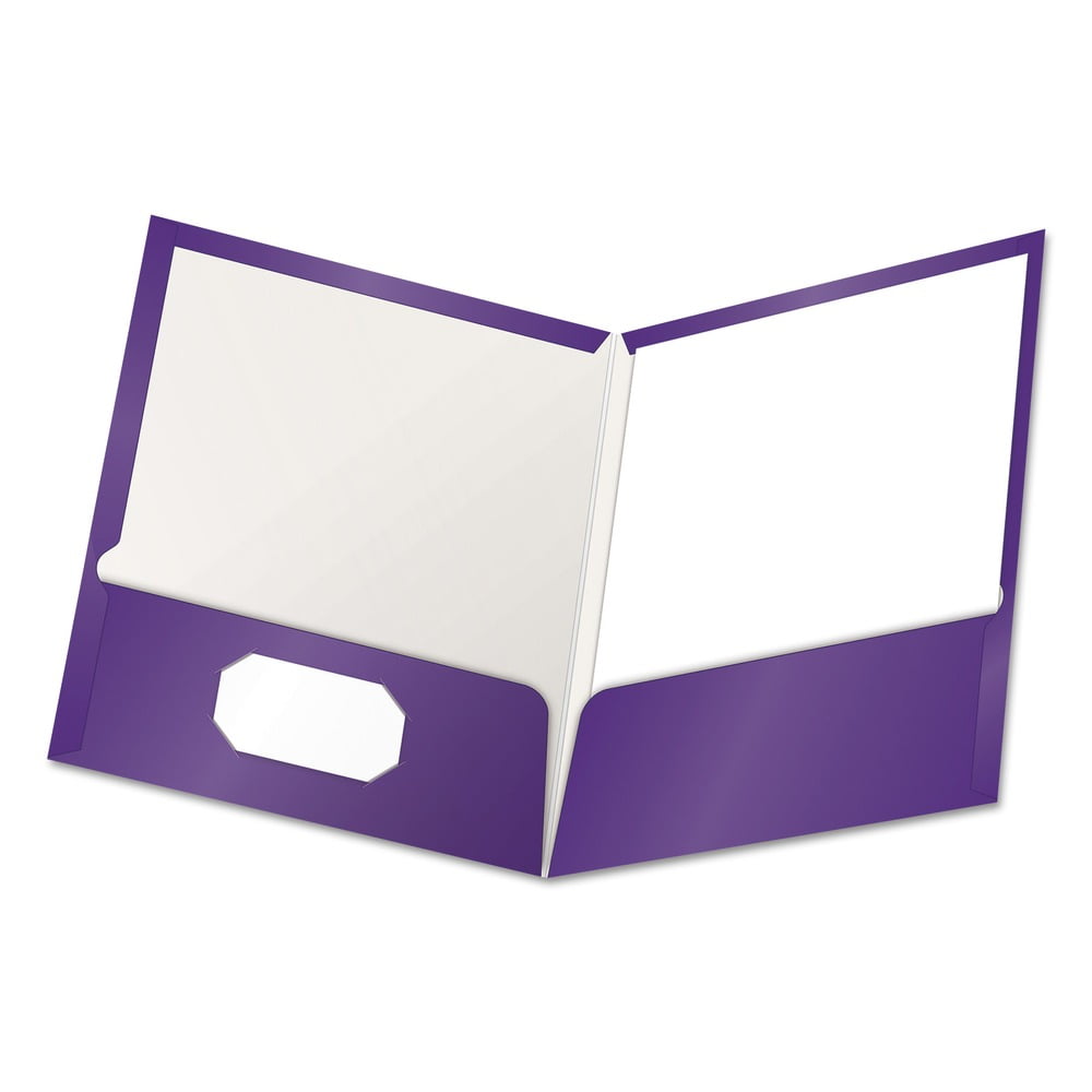 Oxford Showfolio Laminated Twin Pocket Folders 25/Pkg-Purple, Letter Size