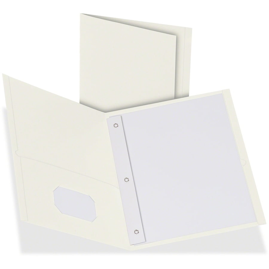 Oxford Twin Pocket 3-hole Fastener Folders, White, 25 / Box (Quantity)