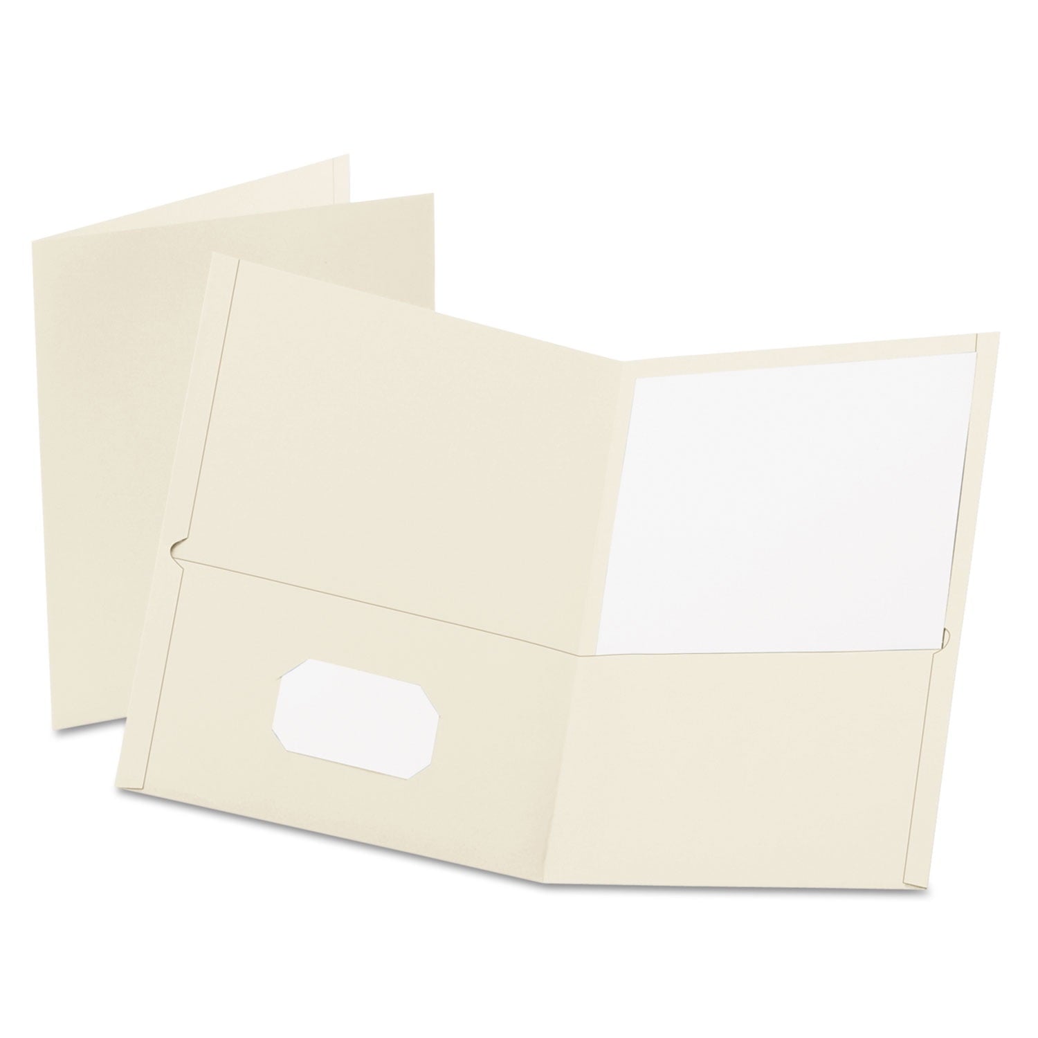 Oxford Twin-Pocket Folder, Embossed Leather Grain Paper, 0.5" Capacity, 11 x 8.5, White, 25/Box