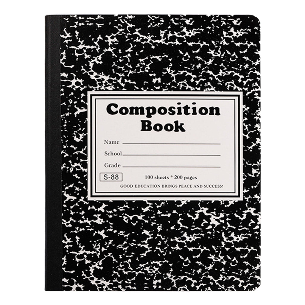 PPKVUFD Composition Notebook 1 Pack, Wide Ruled Paper, 10.24 x 7.48 Inches, 100 Sheets(200 Pages), Black Marble Covers (05-Black)