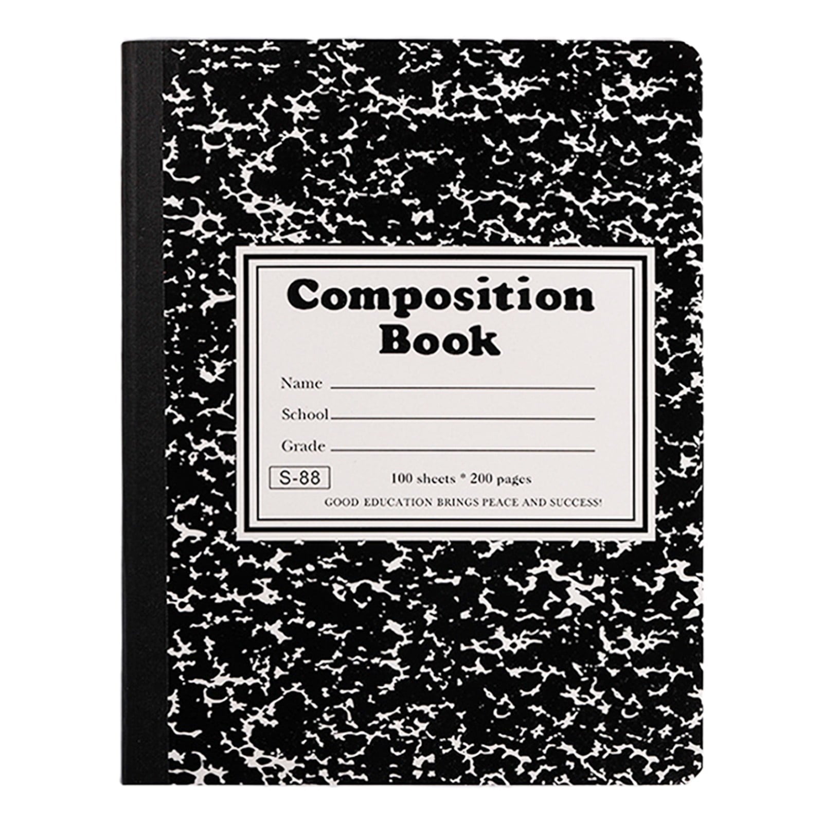 PPKVUFD Composition Notebook 1 Pack, Wide Ruled Paper, 10.24 x 7.48 Inches, 100 Sheets(200 Pages), Black Marble Covers (05-Black)
