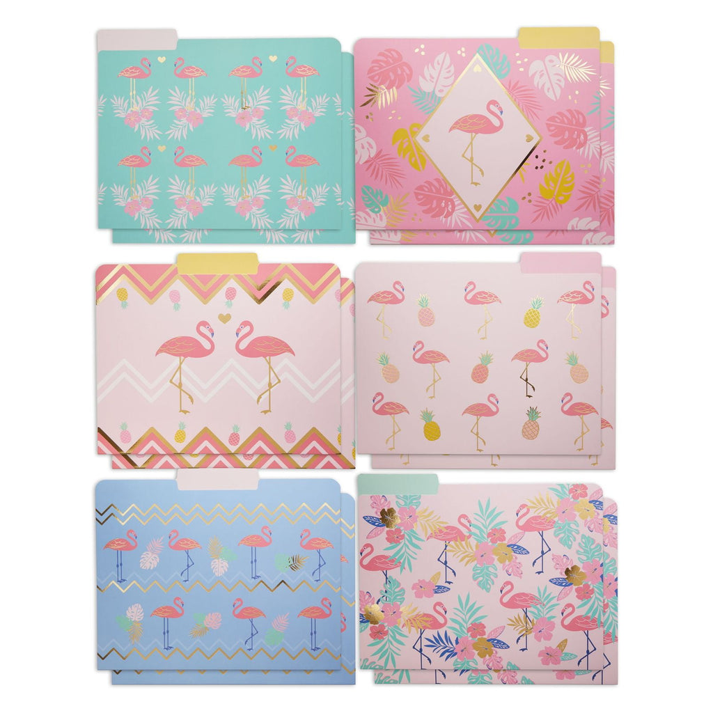 Paper Junkie Flamingo Prints 2 Pocket Folders, Multicolor, 6 Pack