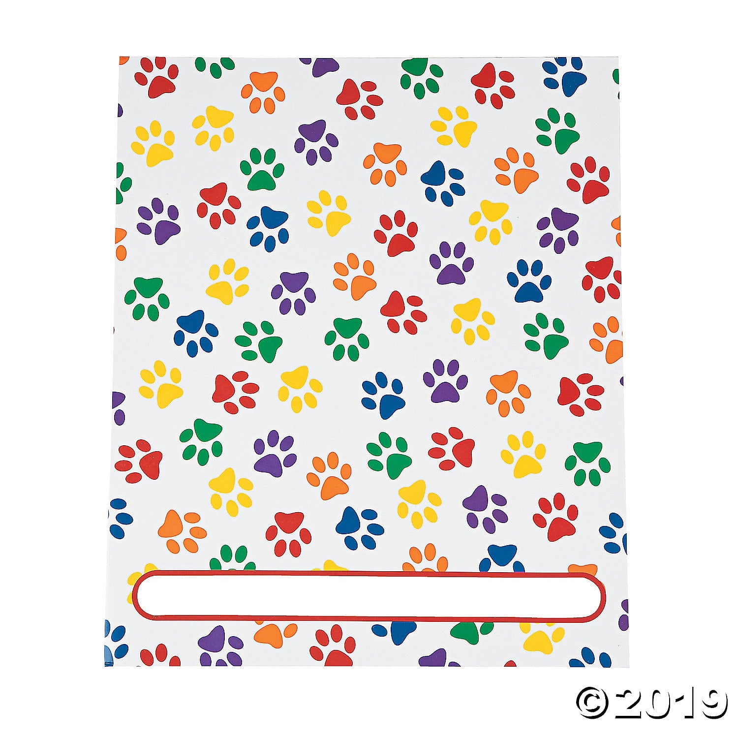 Paw Print Patterned Pocket Folders - Stationery - 12 Pieces