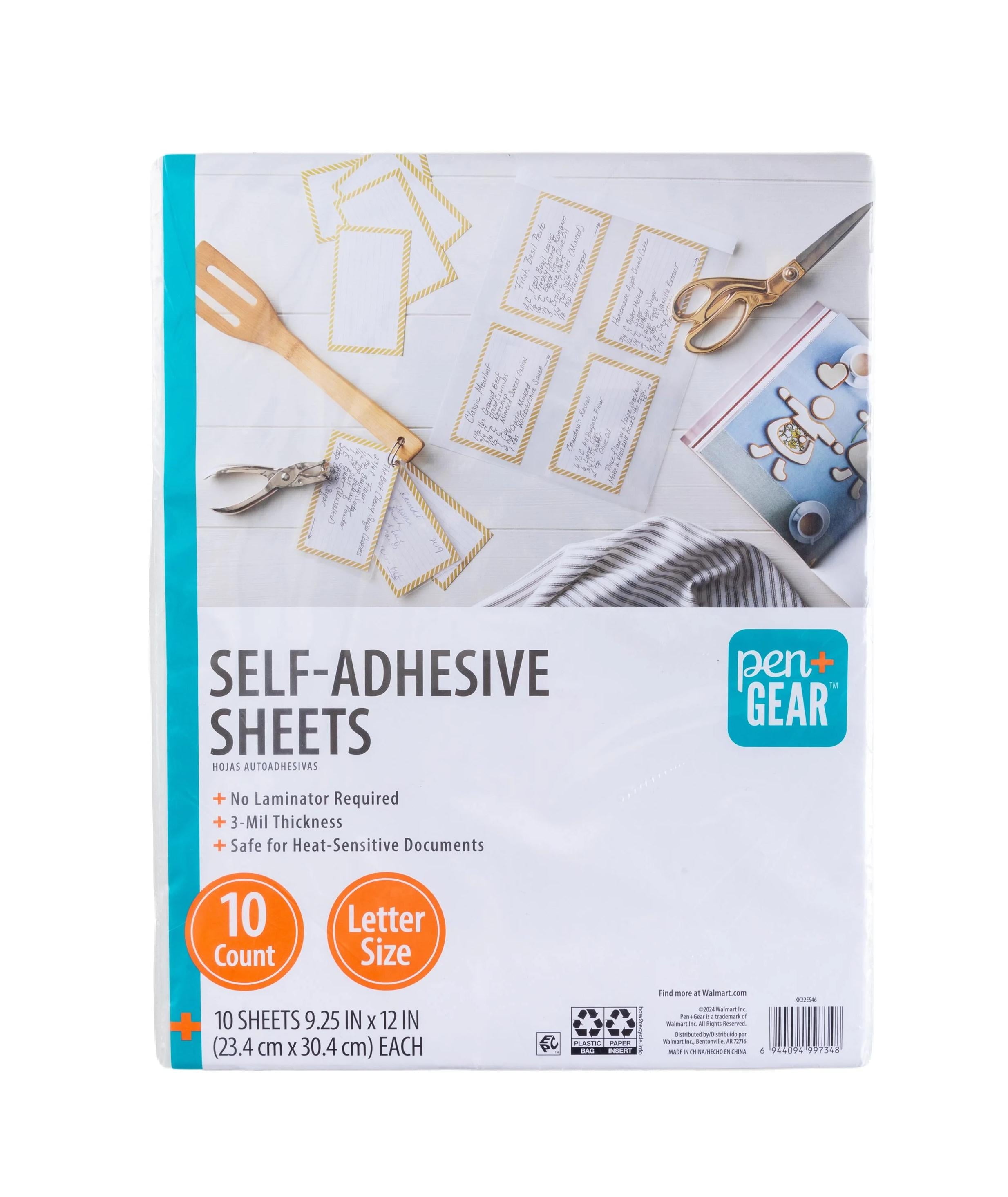 Pen+Gear Clear Self-Adhesive Pocket Folders, 9.25" x 12", 10 Sheets, CPP/PE Material, No Machine Needed
