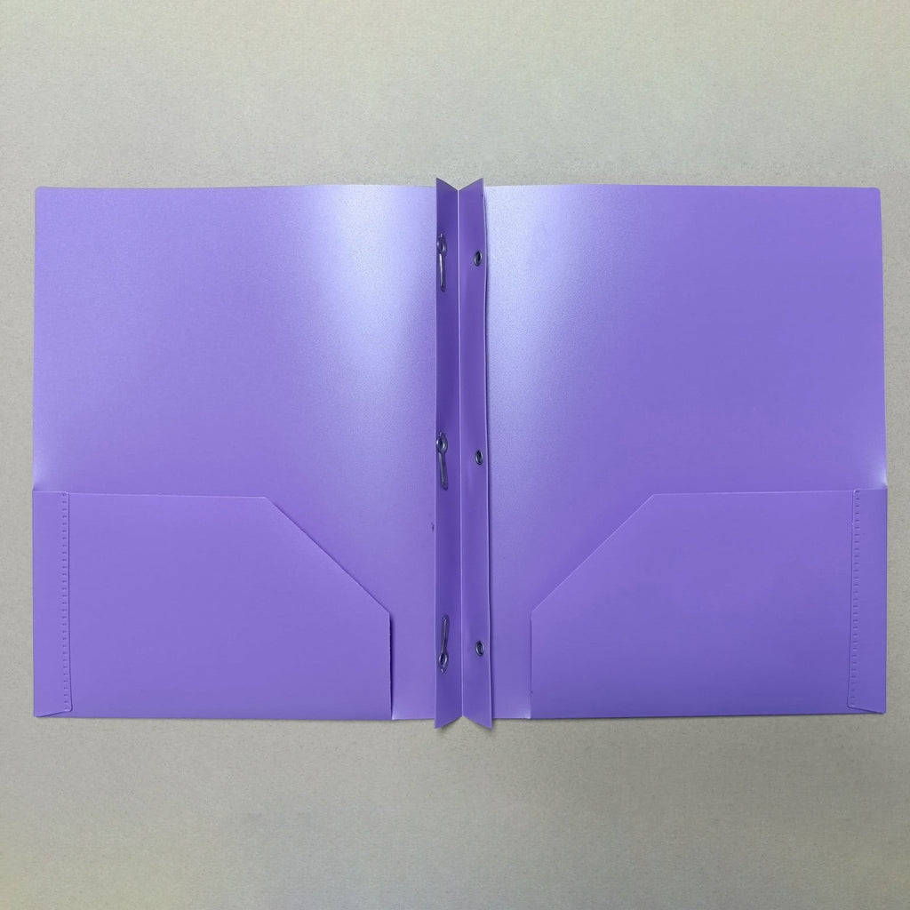 Plastic Folders with Pockets and Prongs, Heavy Duty Two Pocket Folder with Brads, 3 Prong Folders with Pockets for Letter Size Sheets (Purple/1 Pcs) 9.45x11.73"