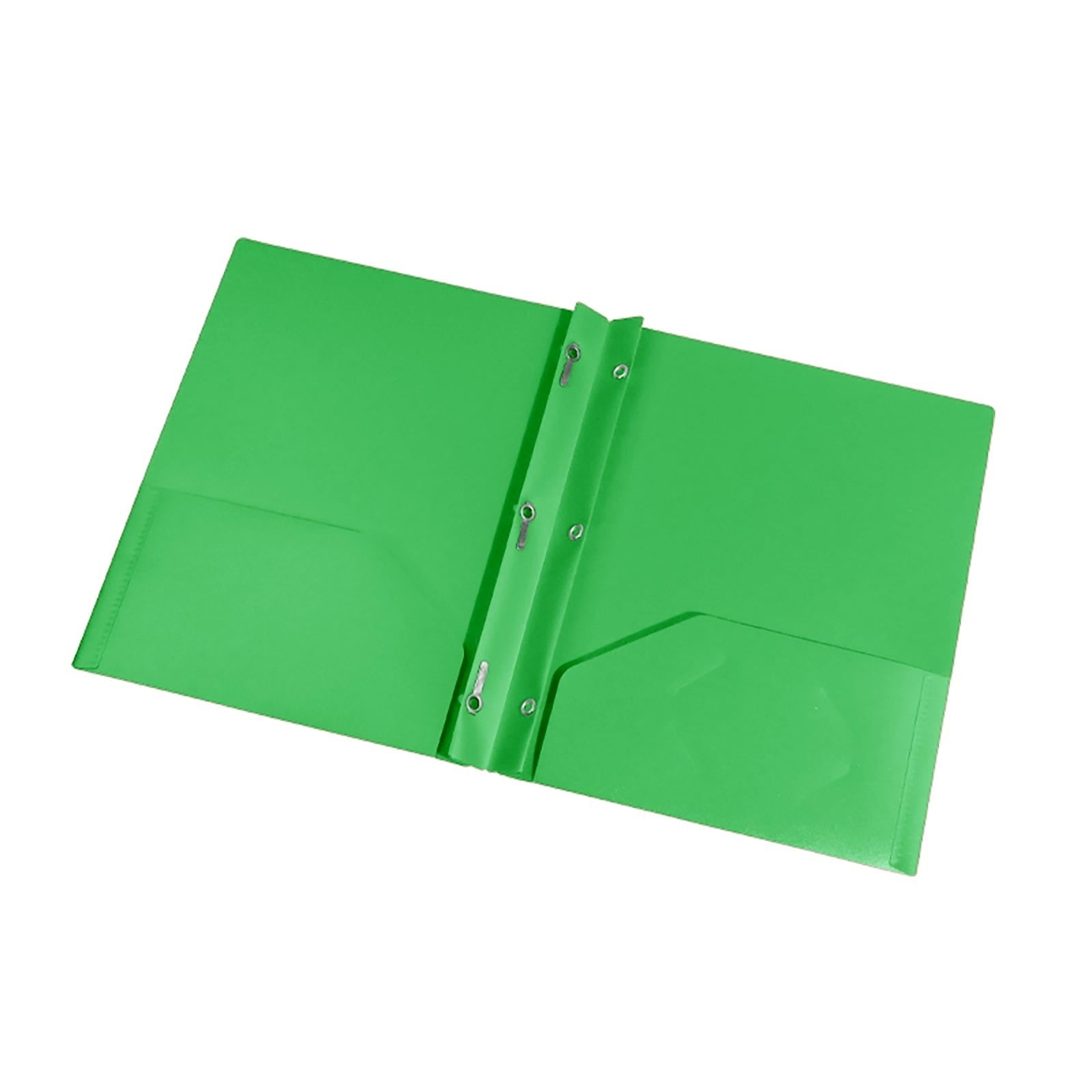 Plastic Folders with 2 Pockets and 3 Prongs, Heavy Duty Two Pocket Folder with Brads, 3 Prong Folders with Pockets for Letter Size Sheets, 9.5x11.5"