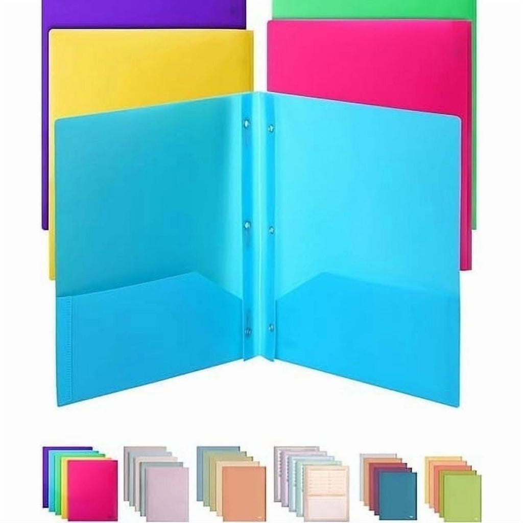 1PC Folders with Pockets and Prong with Fasteners 2 Pocket Folder 3 Prong Folders Plastic Blue