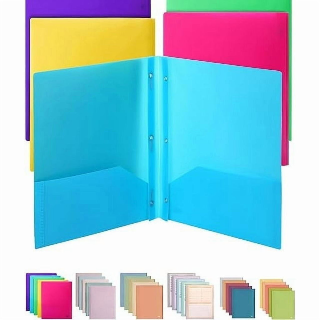 1PC Folders with Pockets and Prong with Fasteners 2 Pocket Folder 3 Prong Folders Plastic Blue