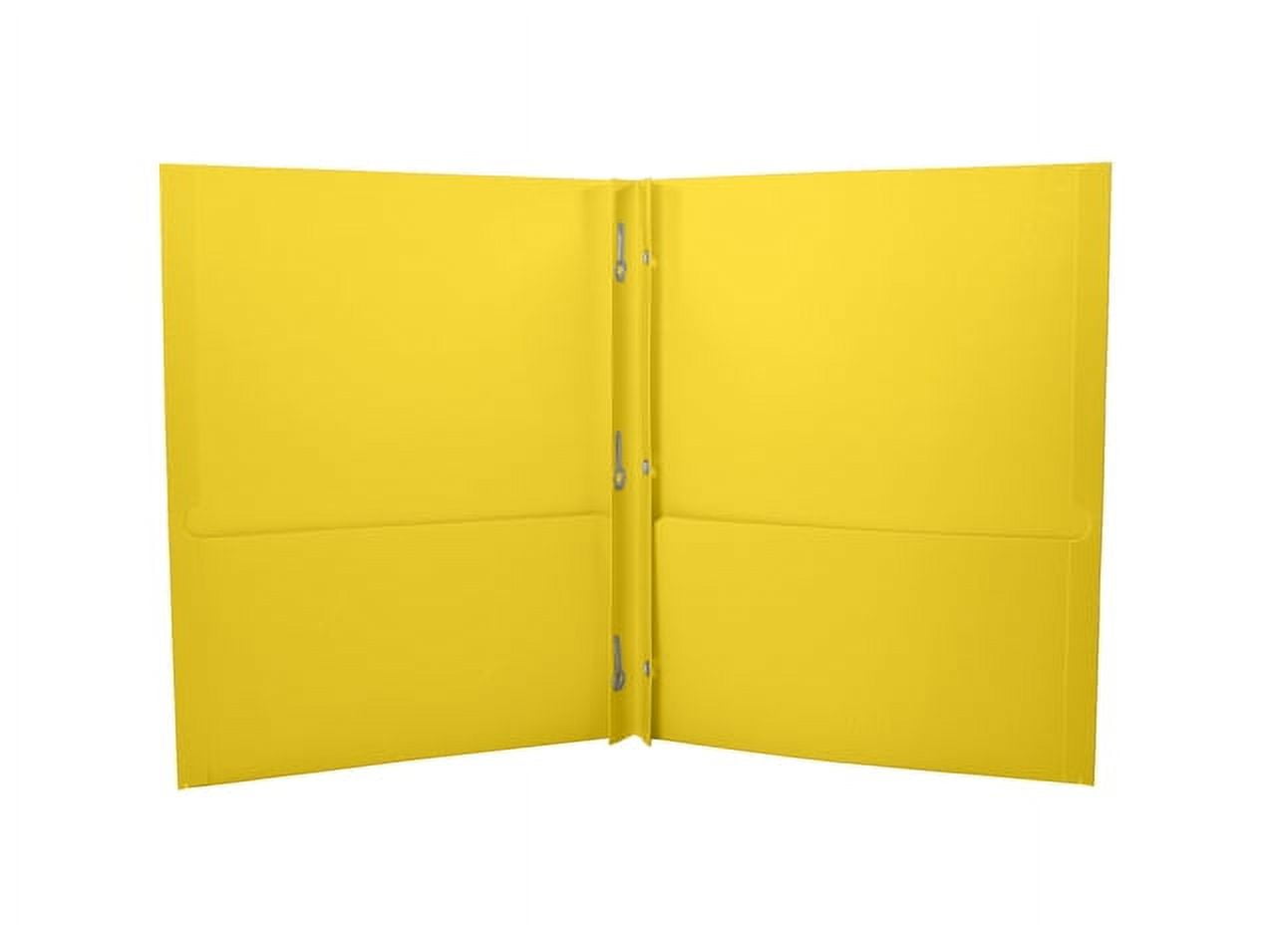 School Smart 2 Pocket Folder with Fasteners, Yellow, Pack of 25