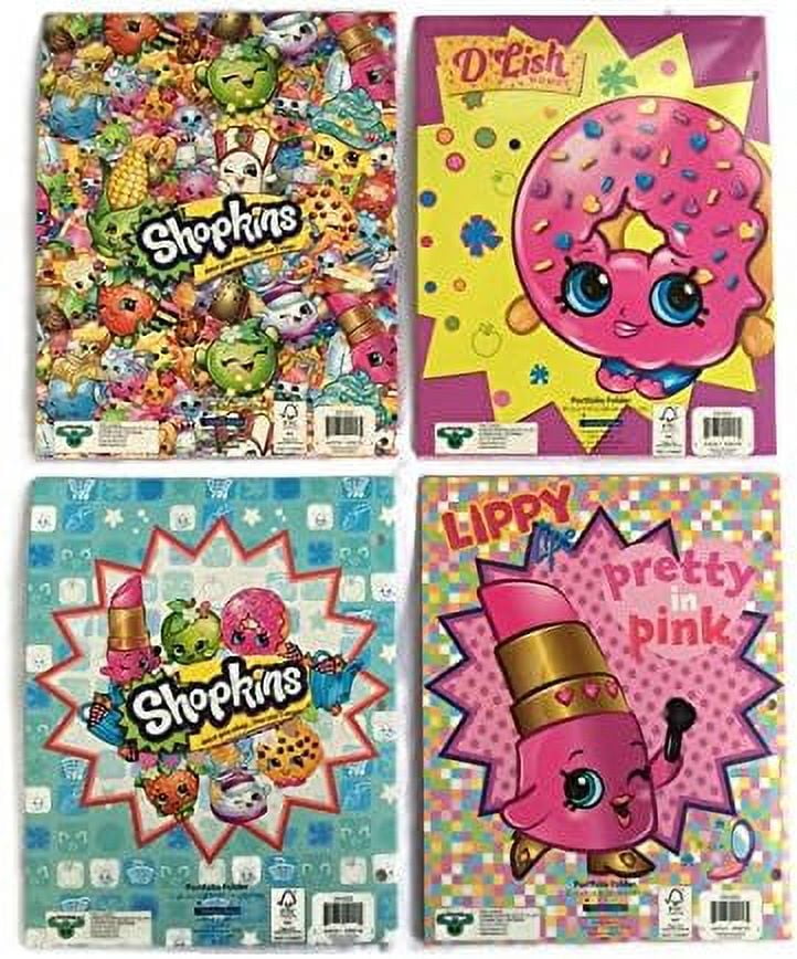 Shopkins Bundle of 4 School Portfolio Folders (2-Pocket) 1 of each or randomly selected