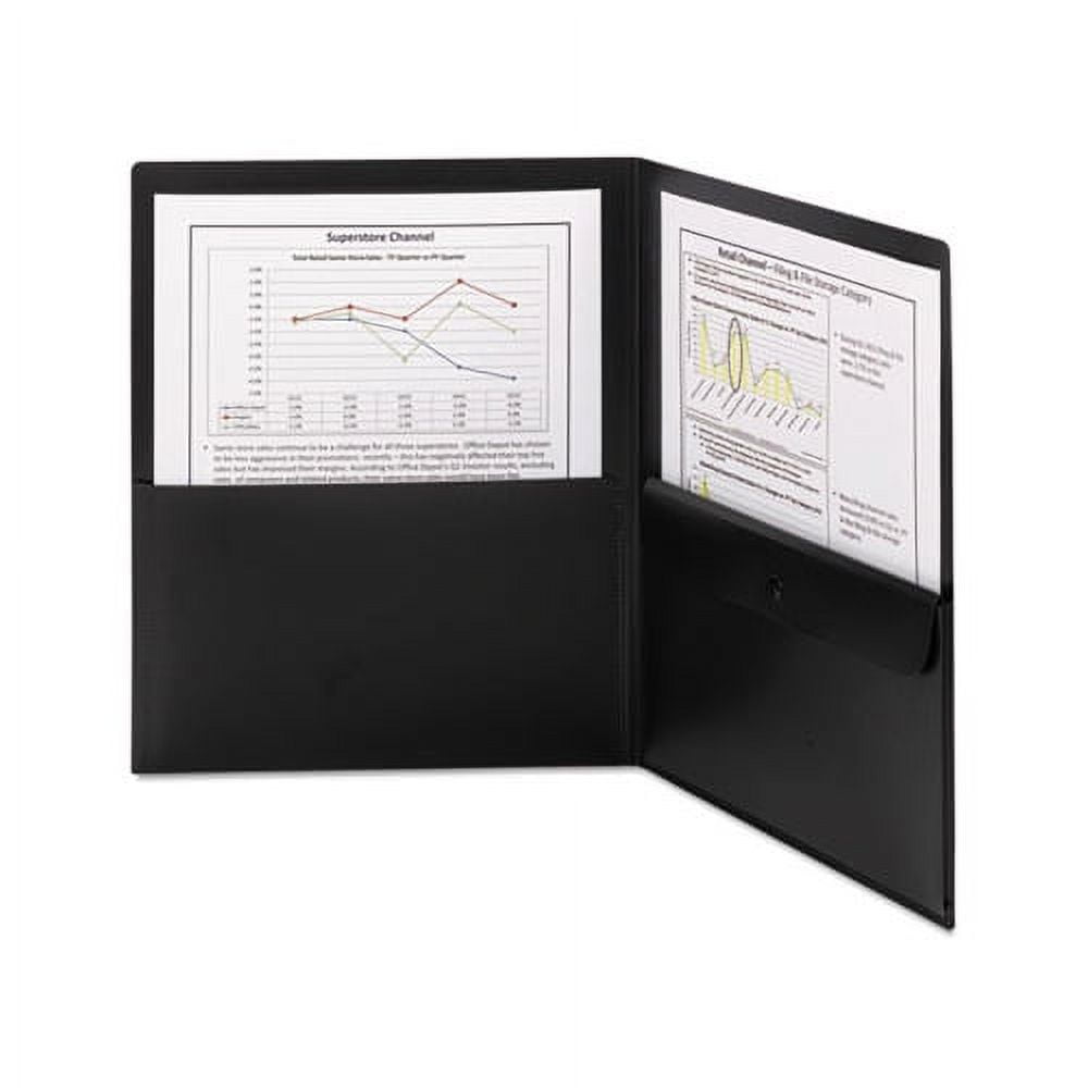 Smead Poly 2-Pocket Folders with Security Pkt Black 5/PK Ltr (87700)
