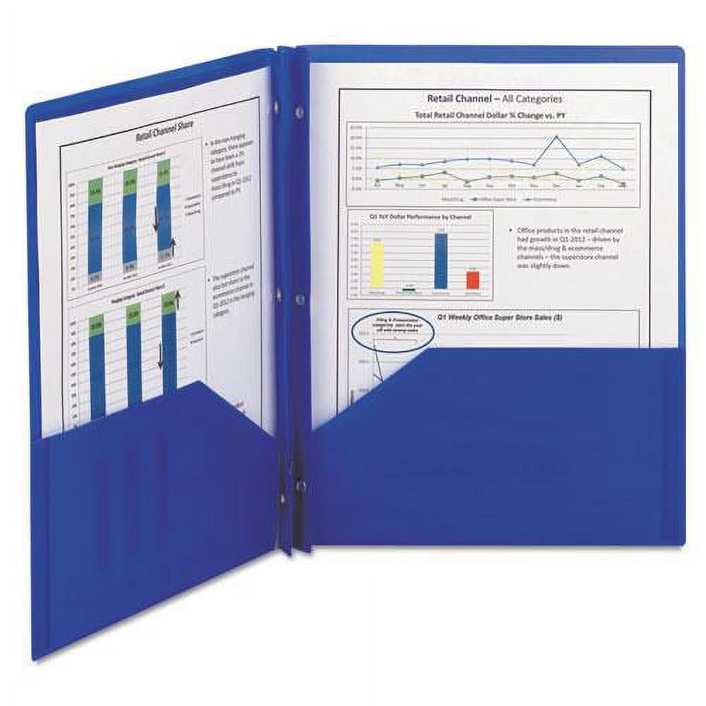 Smead Poly Two-Pocket Folder w/Fasteners, 11 x 8 1/2, Blue, 25/Box (87726)