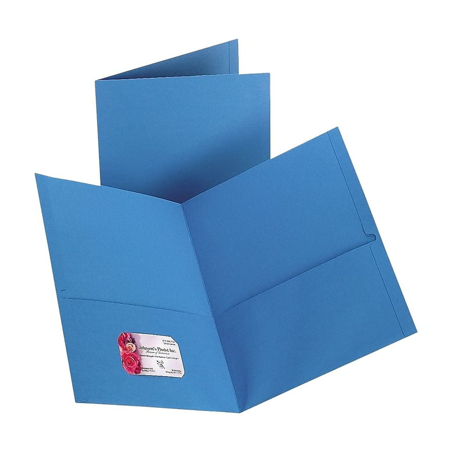 Staples 10% Recycled Smooth 2-Pocket Paper Presentation Folder Light Blue 10/Pack (13381-US)