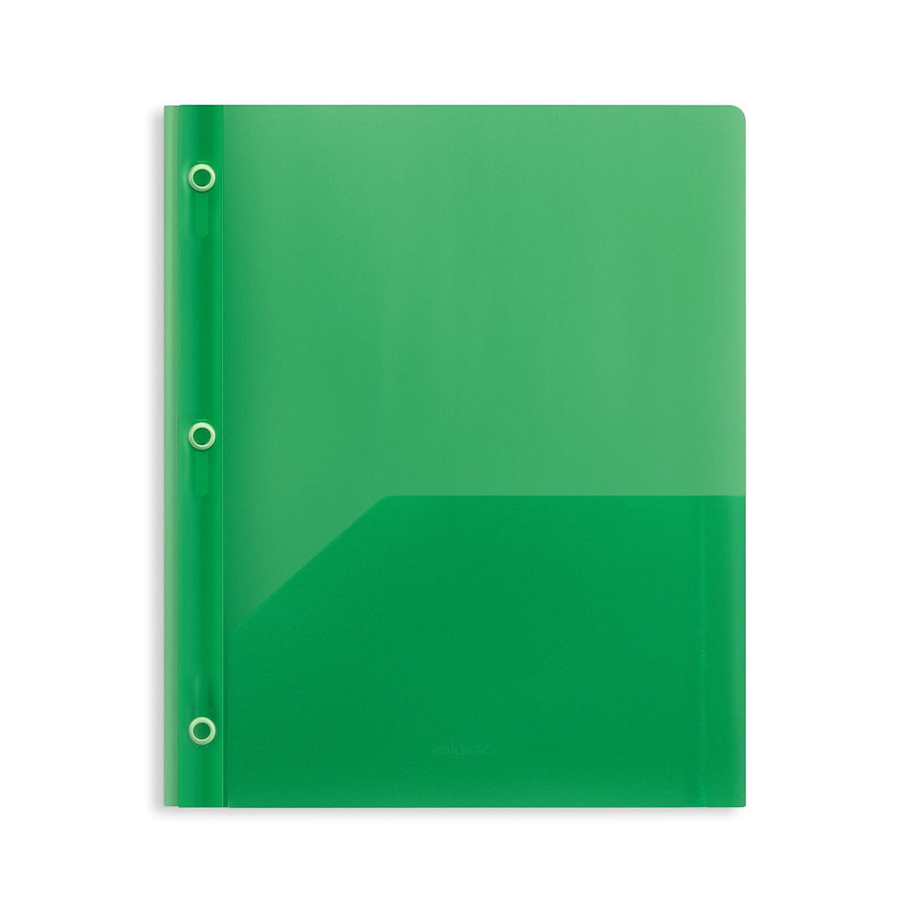 Staples 2 Pocket Plastic Folder Green 970157