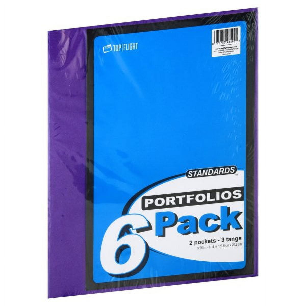 Top Flight Two Pocket Portfolio with Tangs, Assorted Colors, 6 Pack (4660255)