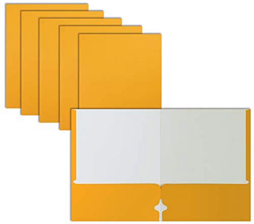 Two Pocket Portfolio Folders, 50-Pack, Dark Yellow, Letter Size Paper Folders, by Better Office Products, 50 Pieces, Dark Yellow