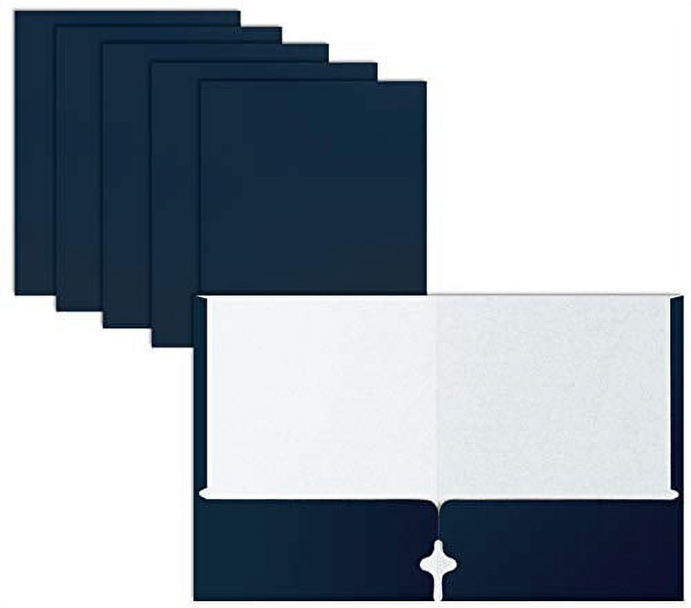 Two Pocket Portfolio Folders, 50-Pack, Navy Blue, Letter Size Paper Folders, by Better Office Products, 50 Pieces, Dark Blue