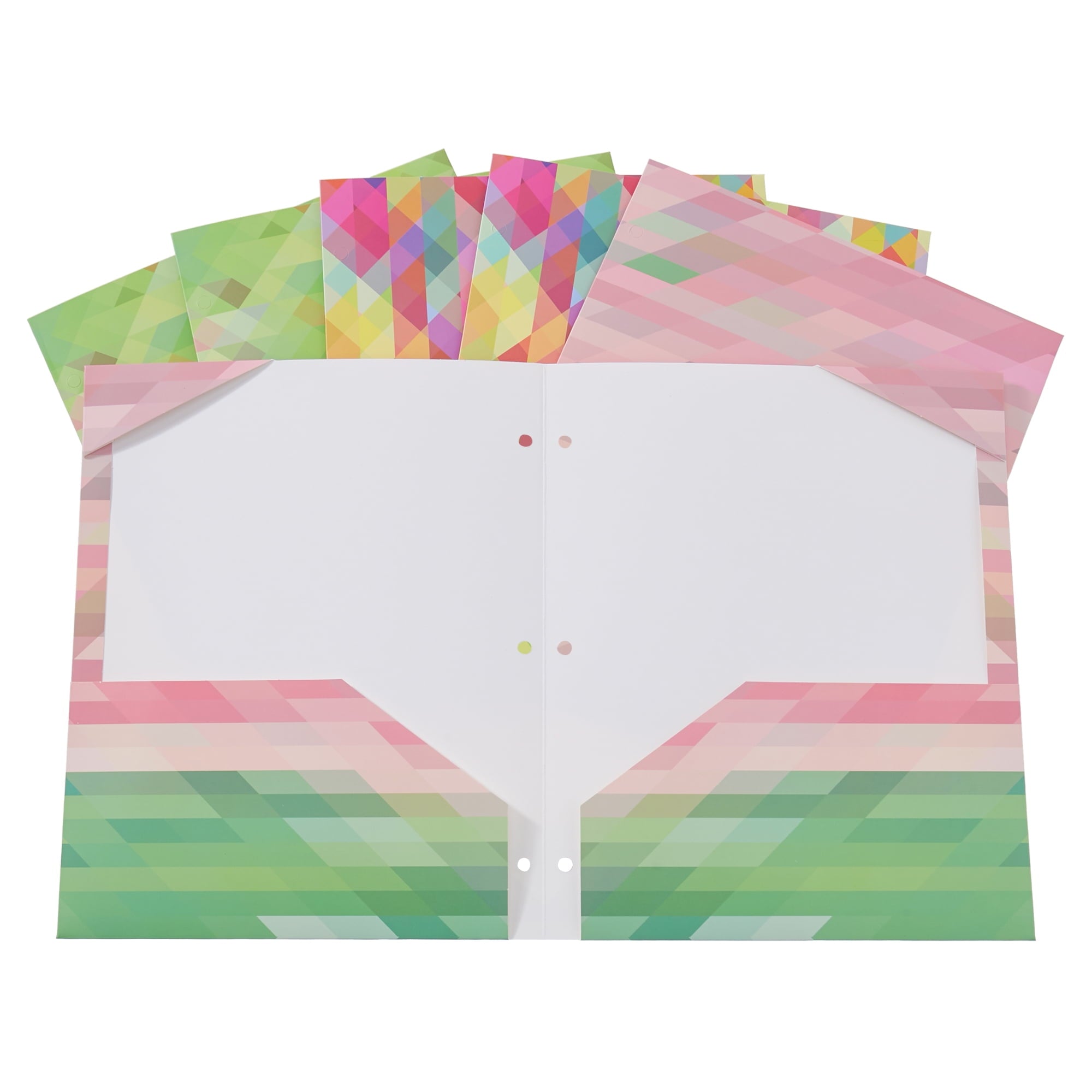 Y YOMA 6 Pack 2 Pocket Folder Letter Size Decorative Binder Folders with Pockets 3 Hole Punch Folder Paper Cute Project Folders Two Pocket 3 Ring File Folder for School Office Home, Abstract Design