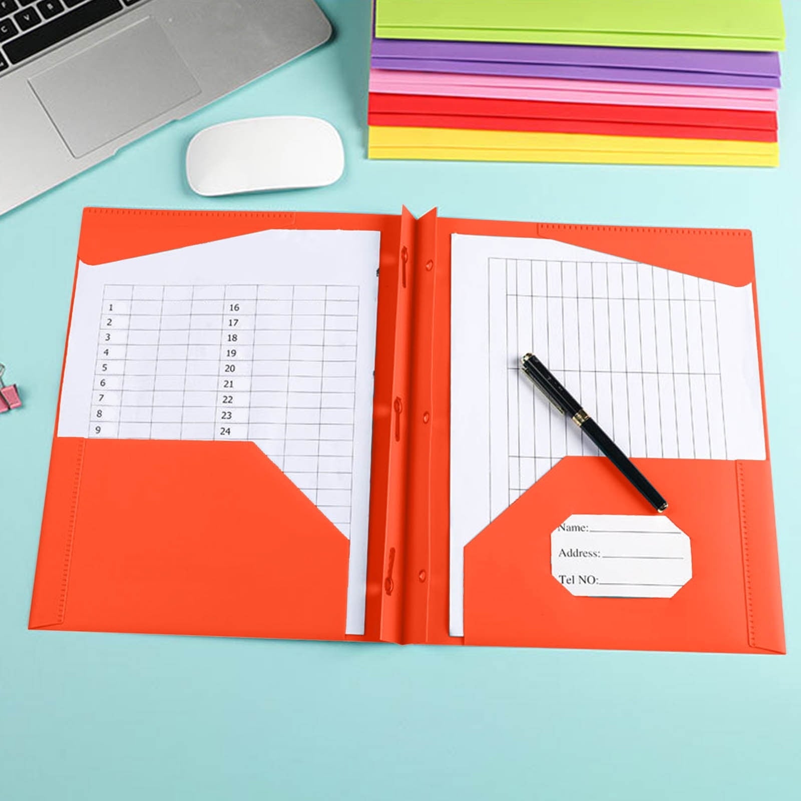 Yoloke Plastic Folders with Pockets and Prongs, Two Pocket Folder with Brads, 3 Prong Folders with Pockets for Letter Size Sheets